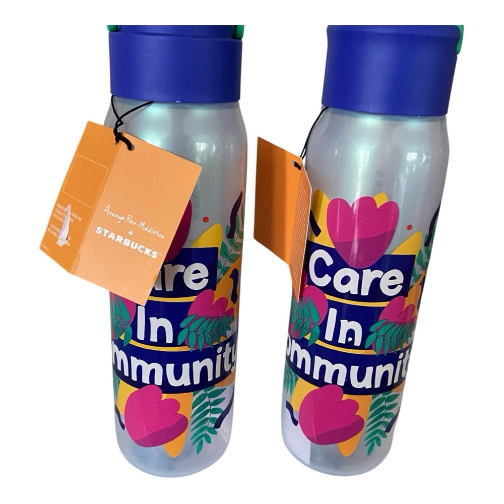 Starbucks 2024 Ananya Rao-Middleton Collection plastic water bottle, set of 2